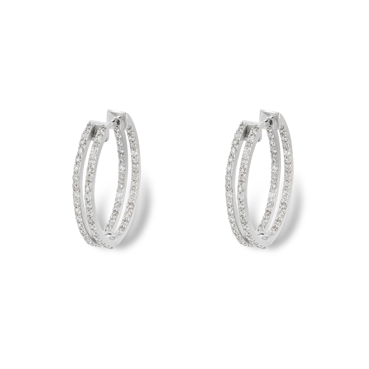 White Gold Diamond Inside Out Hoop Earrings 0.71ct TDW | Rich Diamonds